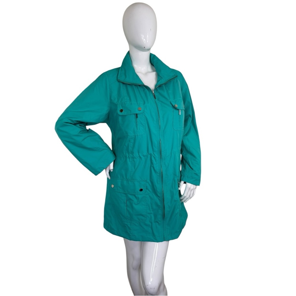 Style&Co sport teal quartz raincoat peacock sporty beautiful jacket sz 1X NWT - Picture 5 of 16
